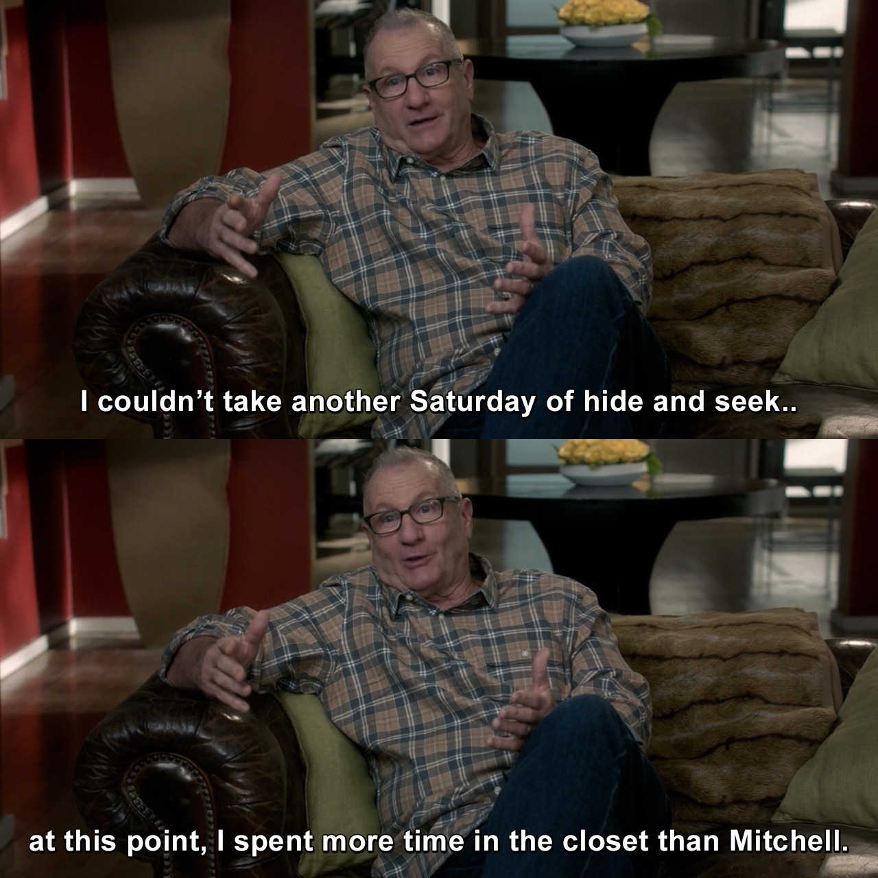 I Couldn T Take Another Saturday Of Hide And Seek At This Point I Spent More Time In The Closet Than Mitchell Modern Family Tvgag Com