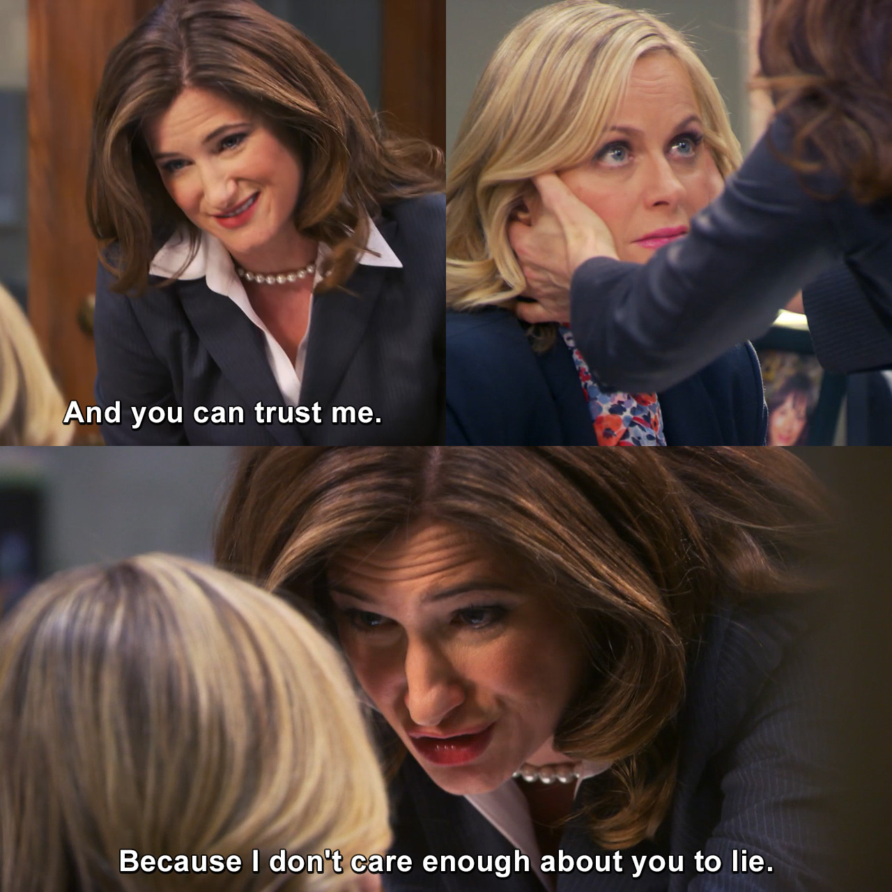 And You Can Trust Me Because I Don T Care Enough About You To Lie Parks And Recreation Tvgag Com